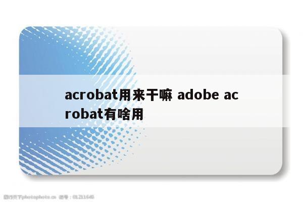 acrobat用来干嘛 adobe acrobat有啥用