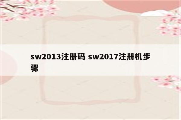 sw2013注册码 sw2017注册机步骤