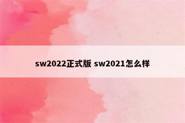 sw2022正式版 sw2021怎么样