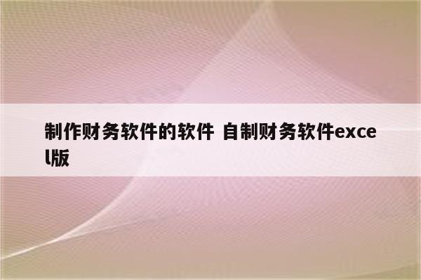 制作财务软件的软件 自制财务软件excel版