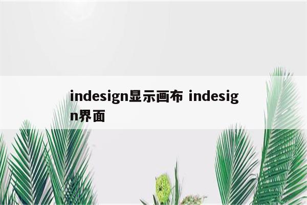 indesign显示画布 indesign界面