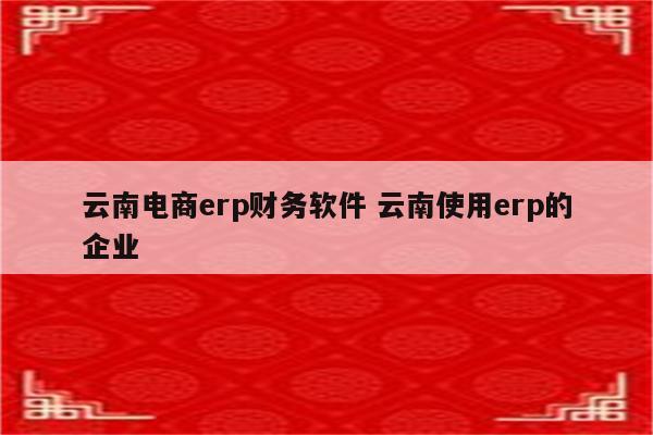 云南电商erp财务软件 云南使用erp的企业