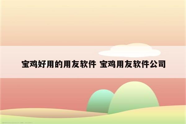 宝鸡好用的用友软件 宝鸡用友软件公司