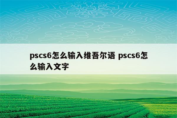 pscs6怎么输入维吾尔语 pscs6怎么输入文字