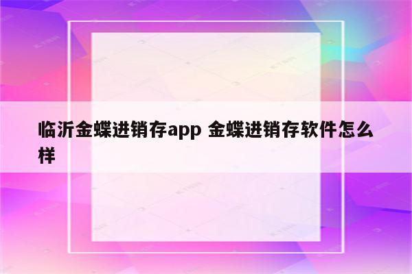 临沂金蝶进销存app 金蝶进销存软件怎么样