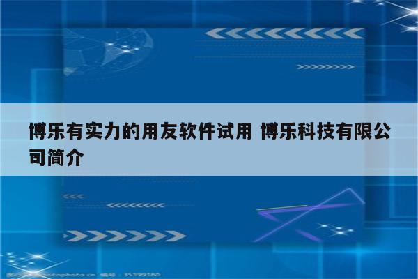 博乐有实力的用友软件试用 博乐科技有限公司简介