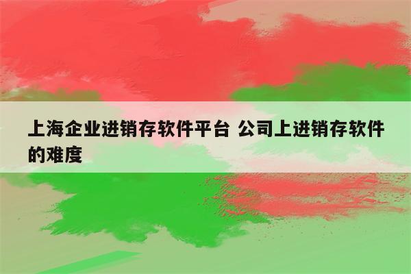 上海企业进销存软件平台 公司上进销存软件的难度