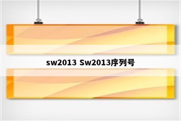 sw2013 Sw2013序列号