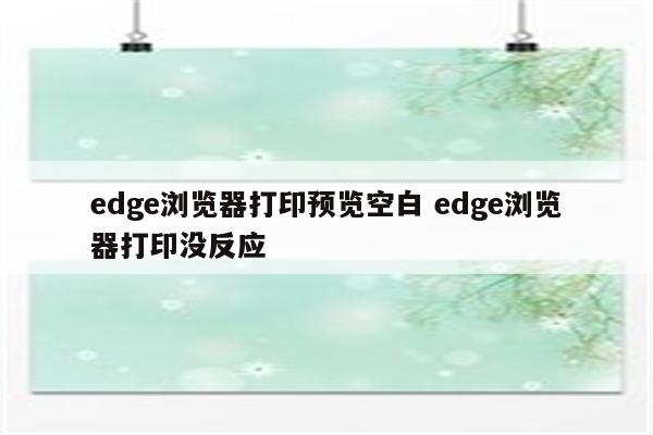 edge浏览器打印预览空白 edge浏览器打印没反应