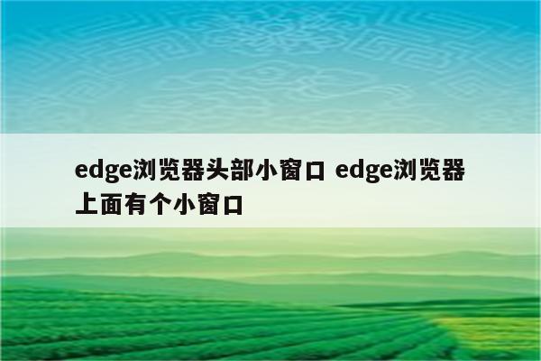 edge浏览器头部小窗口 edge浏览器上面有个小窗口