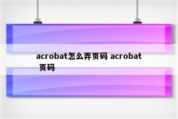 acrobat怎么弄页码 acrobat 页码