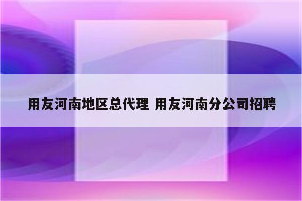 用友河南地区总代理 用友河南分公司招聘