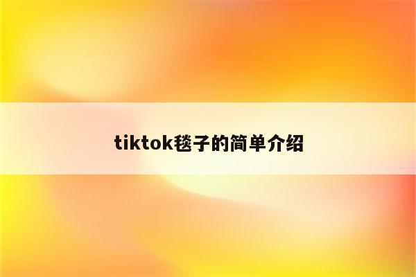 tiktok毯子的简单介绍