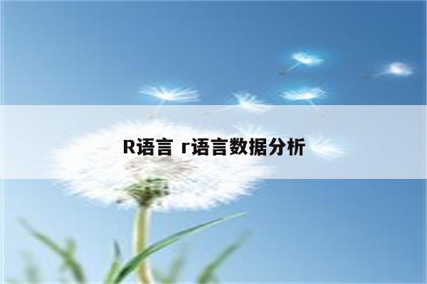 R语言 r语言数据分析