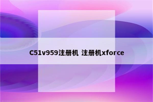 C51v959注册机 注册机xforce