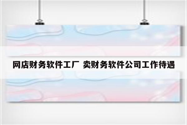 网店财务软件工厂 卖财务软件公司工作待遇