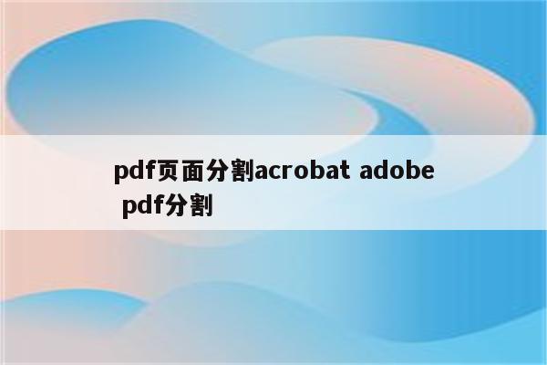 pdf页面分割acrobat adobe pdf分割