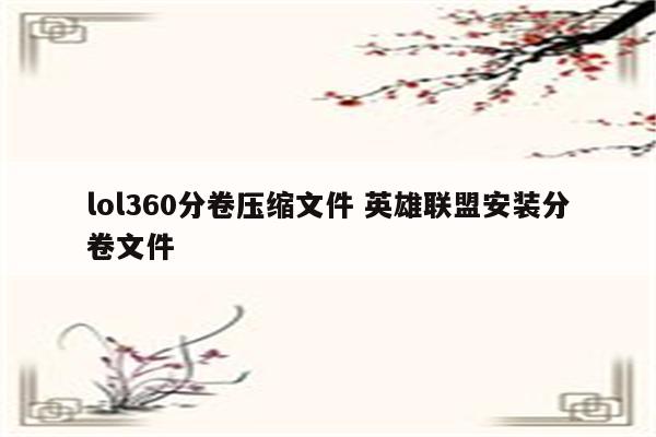 lol360分卷压缩文件 英雄联盟安装分卷文件