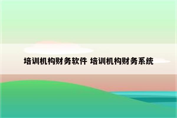 培训机构财务软件 培训机构财务系统