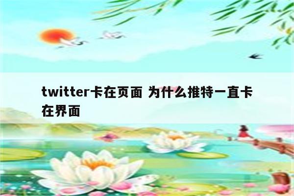 twitter卡在页面 为什么推特一直卡在界面