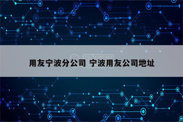 用友宁波分公司 宁波用友公司地址