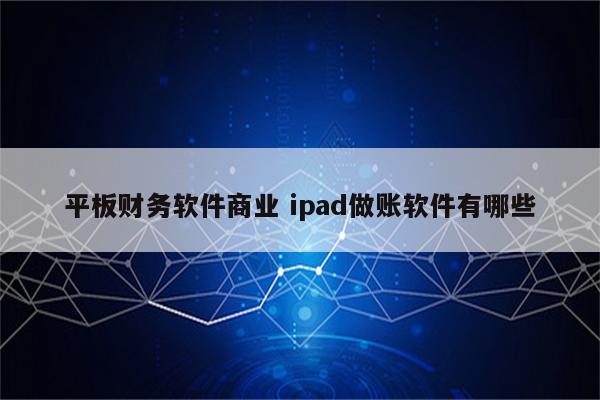 平板财务软件商业 ipad做账软件有哪些