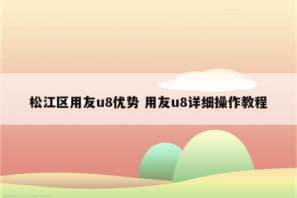 松江区用友u8优势 用友u8详细操作教程