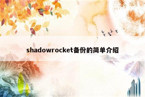 shadowrocket备份的简单介绍