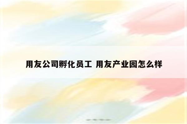 用友公司孵化员工 用友产业园怎么样