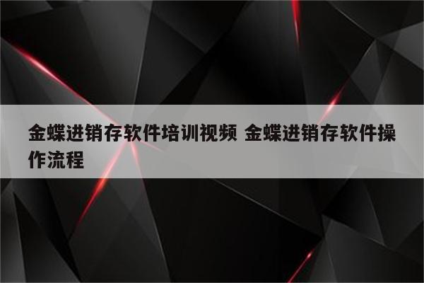 金蝶进销存软件培训视频 金蝶进销存软件操作流程