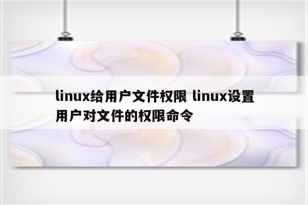 linux给用户文件权限 linux设置用户对文件的权限命令