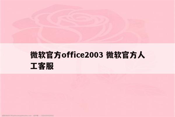 微软官方office2003 微软官方人工客服