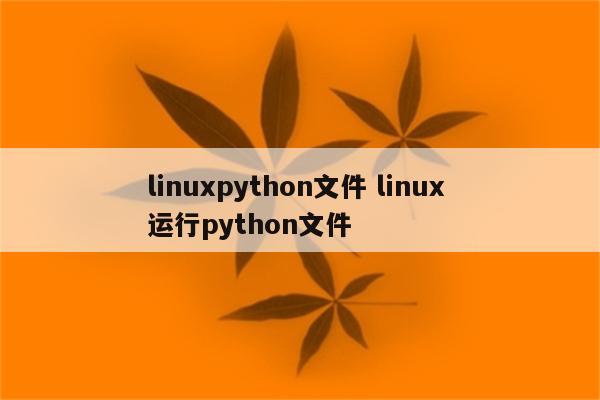 linuxpython文件 linux 运行python文件