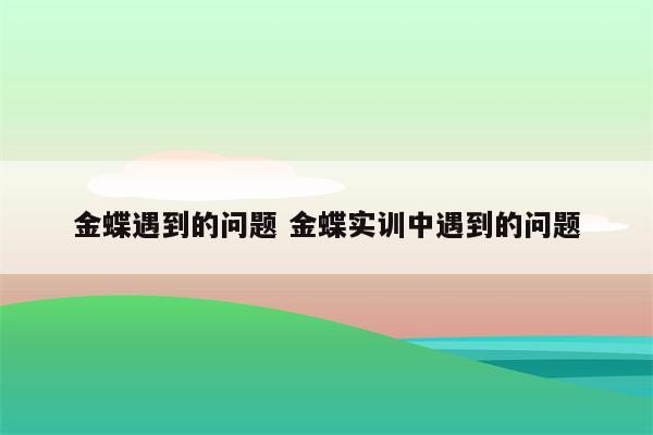 金蝶遇到的问题 金蝶实训中遇到的问题