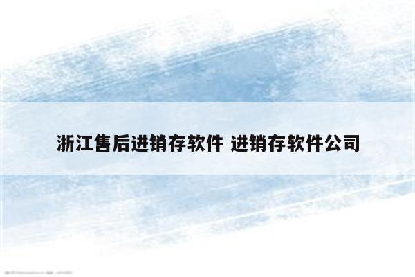 浙江售后进销存软件 进销存软件公司