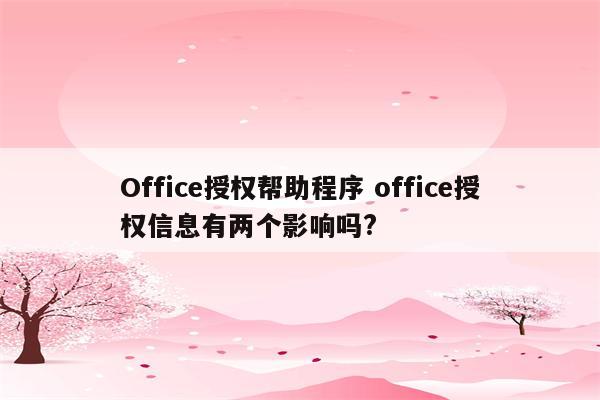 Office授权帮助程序 office授权信息有两个影响吗?