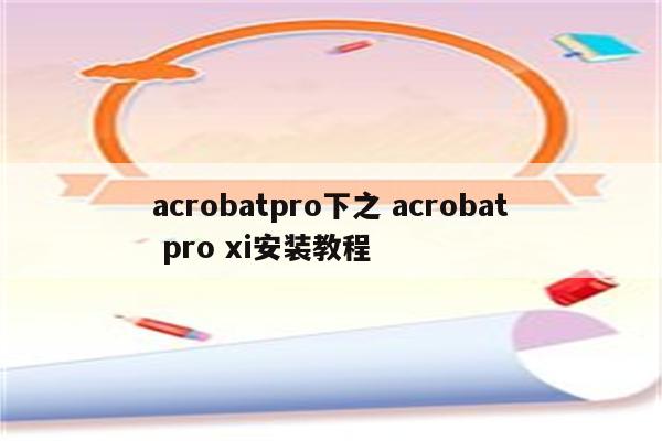 acrobatpro下之 acrobat pro xi安装教程