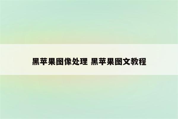 黑苹果图像处理 黑苹果图文教程