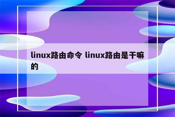 linux路由命令 linux路由是干嘛的