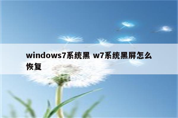 windows7系统黑 w7系统黑屏怎么恢复