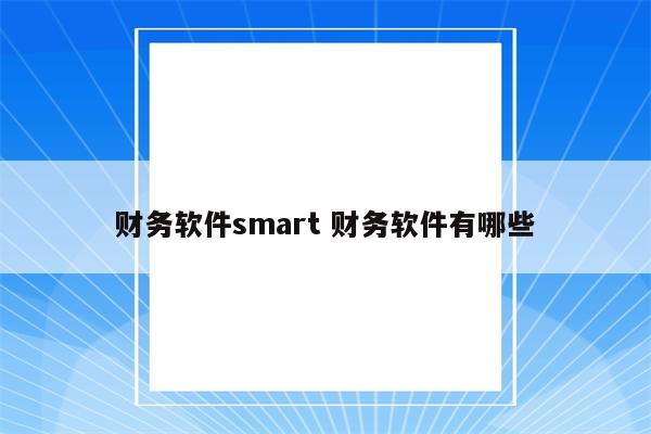 财务软件smart 财务软件有哪些