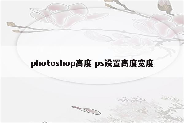 photoshop高度 ps设置高度宽度