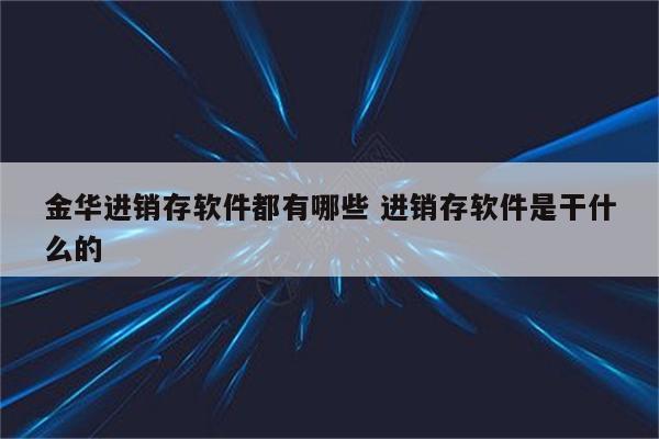 金华进销存软件都有哪些 进销存软件是干什么的