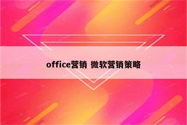 office营销 微软营销策略