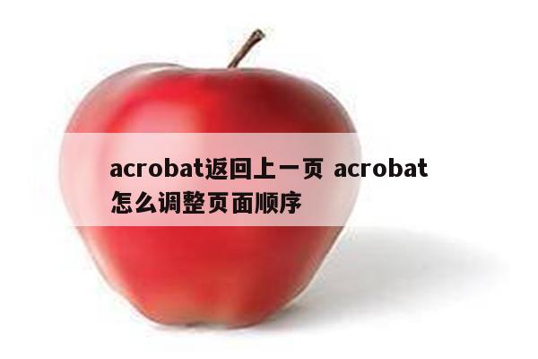 acrobat返回上一页 acrobat怎么调整页面顺序