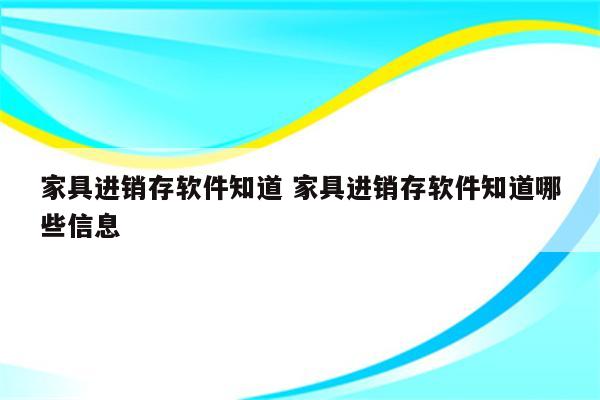 家具进销存软件知道 家具进销存软件知道哪些信息