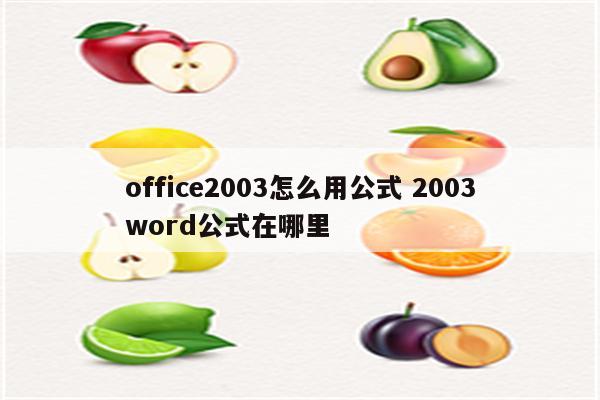 office2003怎么用公式 2003word公式在哪里