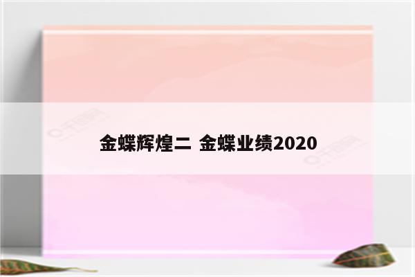 金蝶辉煌二 金蝶业绩2020