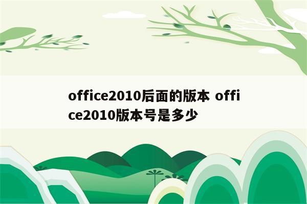 office2010后面的版本 office2010版本号是多少