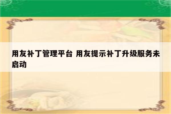 用友补丁管理平台 用友提示补丁升级服务未启动